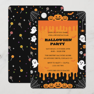 Skrämmande droppande slem Halloween-fest Inbjudningar