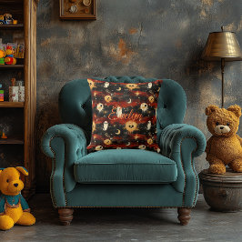 Skrämmande Eclipse Halloween med spöken och månar Kudde