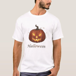 Skrämmande eldig Jack-o'-Lantern Halloween-pumpa T Shirt