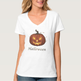 Skrämmande eldig Jack-o'-Lantern Halloween-pumpa T Shirt