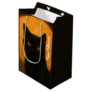 Skrämmande elegans Halloween Svart katt Skördemåne