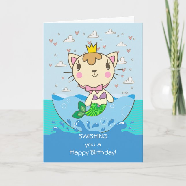 Skrämmande en Grattis på födelsedagen Merkitten Pu Kort (Framsida)