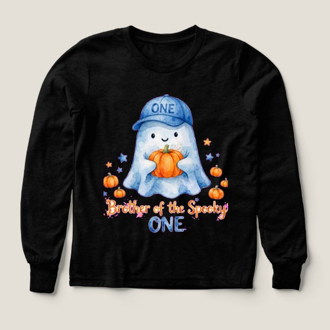 Skrämmande ETT Bror Tröja - Blå Spöke Halloween (Design framsida)