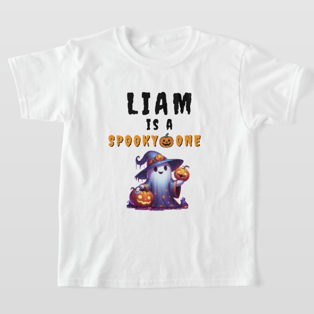 Skrämmande ett Halloween 1-års födelsedags T-shirt (Laydown)