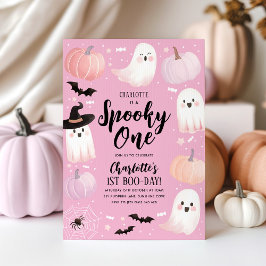 Skrämmande ett Halloween 1-års födelsedagsflicka r Inbjudningar
