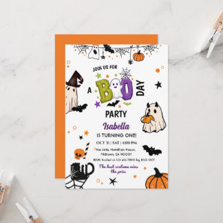 Skrämmande ett Halloween Födelsedags Ghost Whimsic Inbjudningar