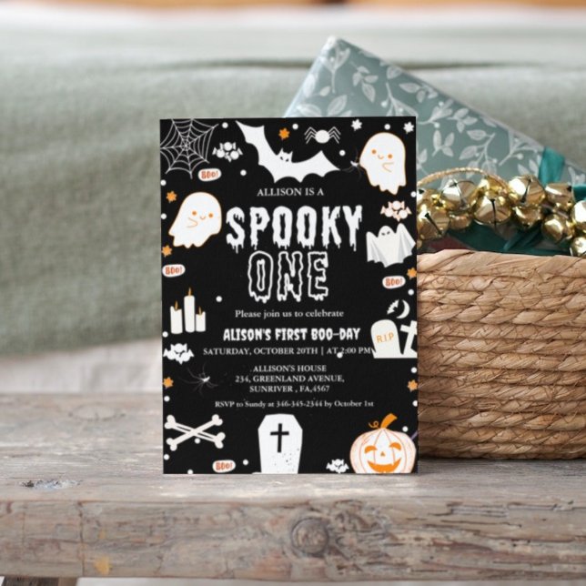 Skrämmande ett Halloween första födelsedagsfest Inbjudningar (Skapare uppladdad)