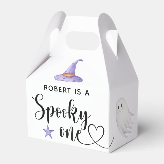 Skrämmande ett Halloween Första födelsedagsfesten Presentaskar (Framsidan Sidan)