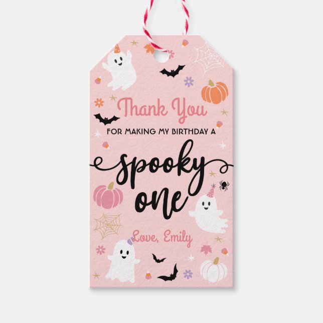Skrämmande ett Halloween söt spöke 1-års födelseda Presentetikett (Framsidan)