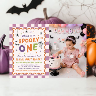 Skrämmande ett Halloween-spöke 1-års födelsedagsfo Inbjudningar