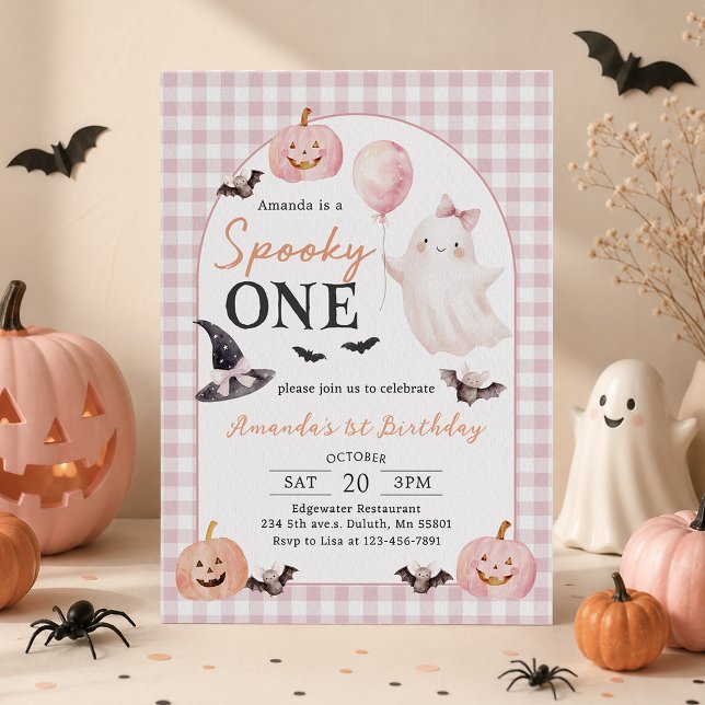 Skrämmande ett Halloween-spöke 1-års födelsedagsin Inbjudningar (Skapare uppladdad)