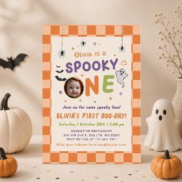 Skrämmande ett Halloween-spöke 1-års födelsedagsin Inbjudningar