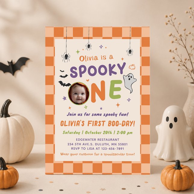 Skrämmande ett Halloween-spöke 1-års födelsedagsin Inbjudningar (Skapare uppladdad)