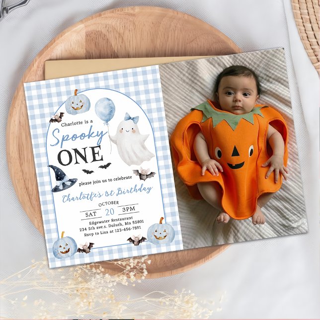 Skrämmande ett Halloween-spöke 1-års födelsedagsin Inbjudningar (Skapare uppladdad)