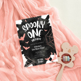 Skrämmande Ett Inbjudan Halloween Födelsedag Rosa 