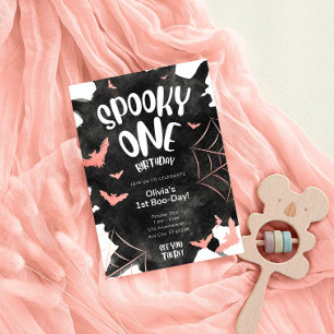 Skrämmande Ett Inbjudan Halloween Födelsedag Rosa