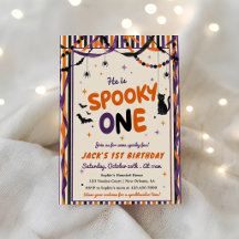 Skrämmande ett lila och orange Halloween 1-årsfest