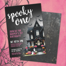 Skrämmande Ett Rosa Halloween 1-års födelsedag