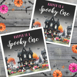 Skrämmande ett rosa Halloween 1-årsdag Pappersservett