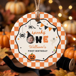 Skrämmande ett rutig Halloween födelsedag Gåvor Etiketter