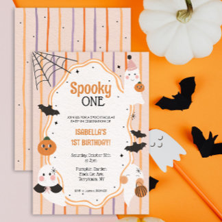 Skrämmande ett sött Halloween-spöke 1-års födelsed Inbjudningar