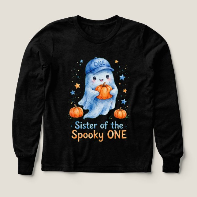 Skrämmande ETT Syskon Tröja - Blå Ghost Hallowee (Design framsida)