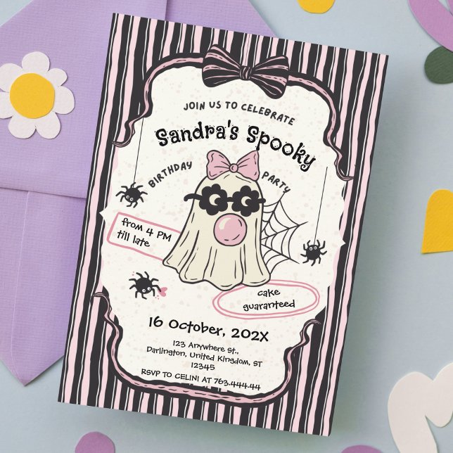 Skrämmande etta — Söt inbjudan till Halloween-fest (Spooky One — Cute Halloween 1st Birthday Invite)