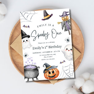Skrämmande Ettårs Födelsedag Halloween Spöke Pumpa Inbjudningar