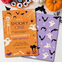 Skrämmande ettor 1-års Halloween-födelsedag Orange