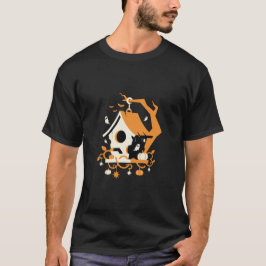 Skrämmande Fågelhus Spöke Halloween T Shirt