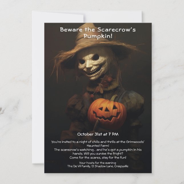 Skrämmande Fågelskrämma Halloween-fest Inbjudan  (Framsida)