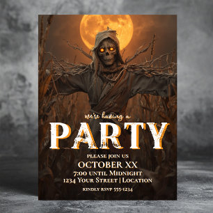 Skrämmande Fågelskrämma på Halloweenfesten på natt Inbjudningar