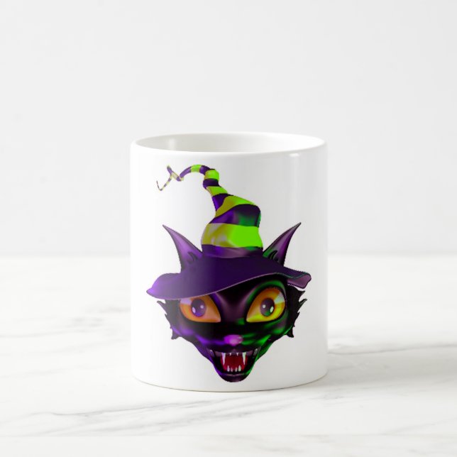 Skrämmande färgglad katt kaffemugg (Center)