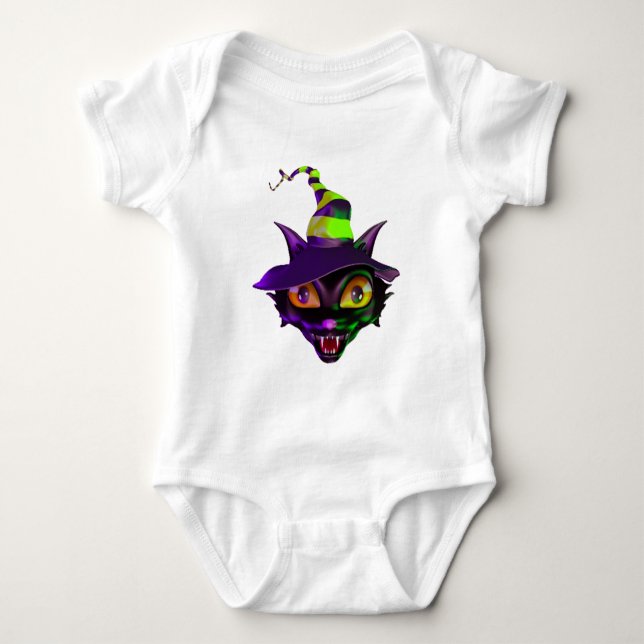Skrämmande färgglad katt tee shirt (Framsida)