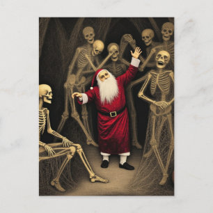 Skrämmande fest med Tomte och skeletten Vykort