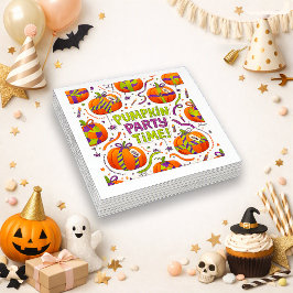 Skrämmande festlig orange pumpa party tid design pappersservett