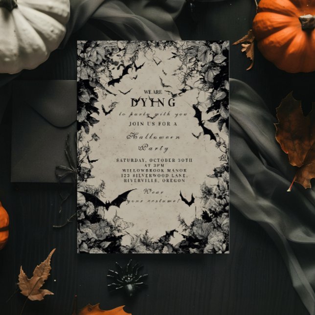 Skrämmande fladdermöss gotisk Halloween Inbjudningar (Skapare uppladdad)