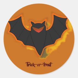 Skrämmande fladdermus Halloween-dekal - Orange tem Runt Klistermärke