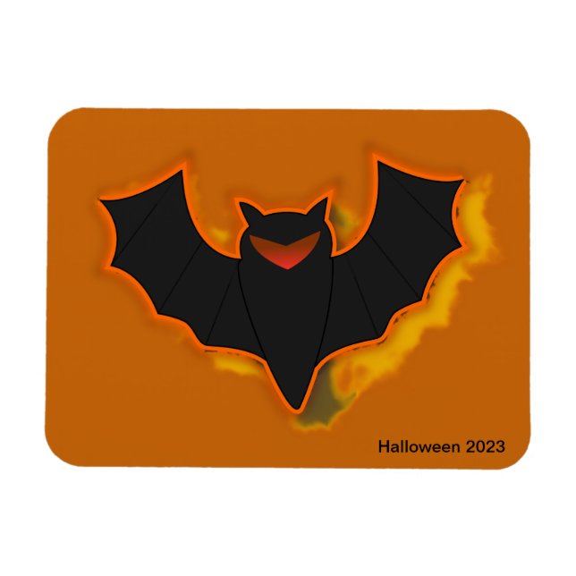 Skrämmande fladdermus Halloween fotomagnet | Orang Magnet (Horisontell)