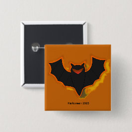 Skrämmande fladdermus Halloween-knapp | Orange tem Knapp