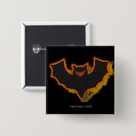 Skrämmande fladdermus Halloween-knapp | Svart tema Knapp