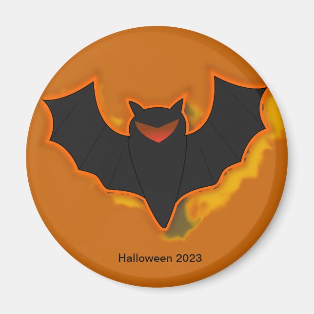 Skrämmande fladdermus Halloween-magnet | Orange te Magnet (Framsidan)
