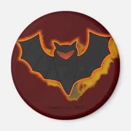 Skrämmande fladdermus Halloween-magnet | Röd tema Magnet