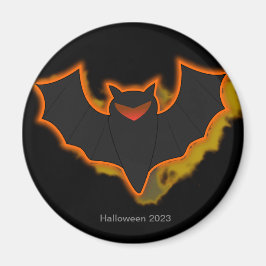Skrämmande fladdermus Halloween-magnet | Svart tem Magnet