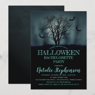 Skrämmande fladdermusnatt på Halloween möhippa Inbjudningar