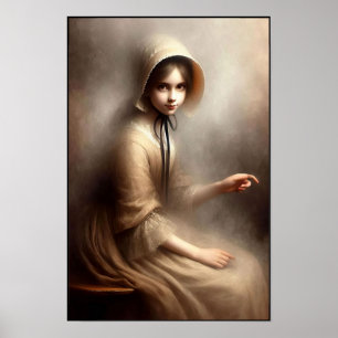 Skrämmande flicka från den viktorianska eran på vä poster