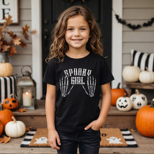 Skrämmande flicka vintage skelett Halloween T Shirt