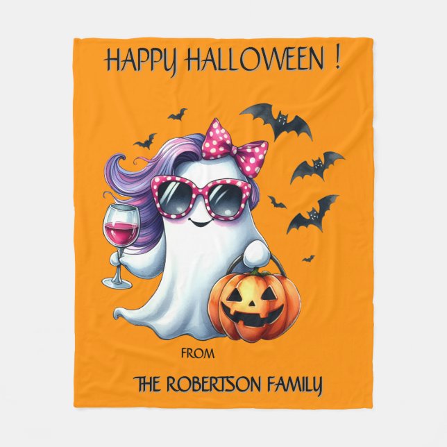 Skrämmande flickaktig spök Halloween  Fleecefilt (Framsidan)