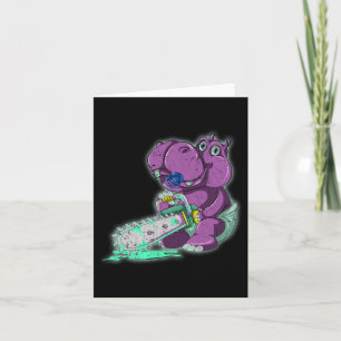 Skrämmande flodhäst skrämmande Vaporwave-djur Kedj Kort