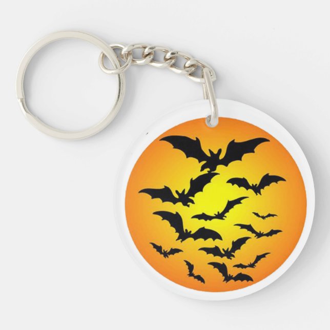 Skrämmande flygande fladdermöss Halloween-nyckelri (Framsidan)